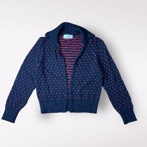 Brenda French For French Rags Vintage Patterned Collared‎ Sweater Size S